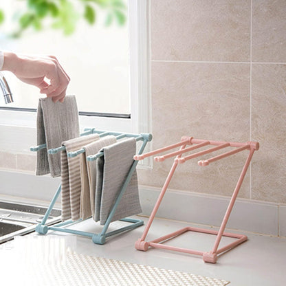 Foldable Hand Towel Stand Rack for Water Cup Storage Hygienic Washcloth Holder (Light Pink)
