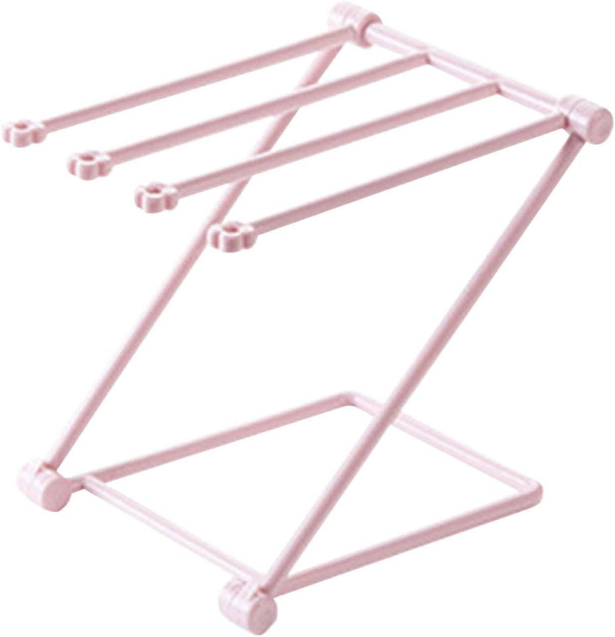 Foldable Hand Towel Stand Rack for Water Cup Storage Hygienic Washcloth Holder (Light Pink)