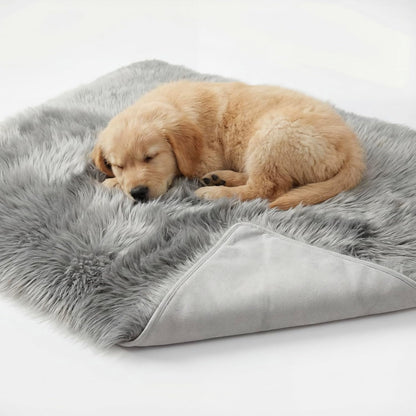 IHAPPYDOG Waterproof Faux Fur Dog Blanket – Pet Throw & Couch Protector for Sofa, Bed, Furniture – Plush Pup Cover for Small Medium Large Dogs – Machine Washable – Grey – 40" x 30"