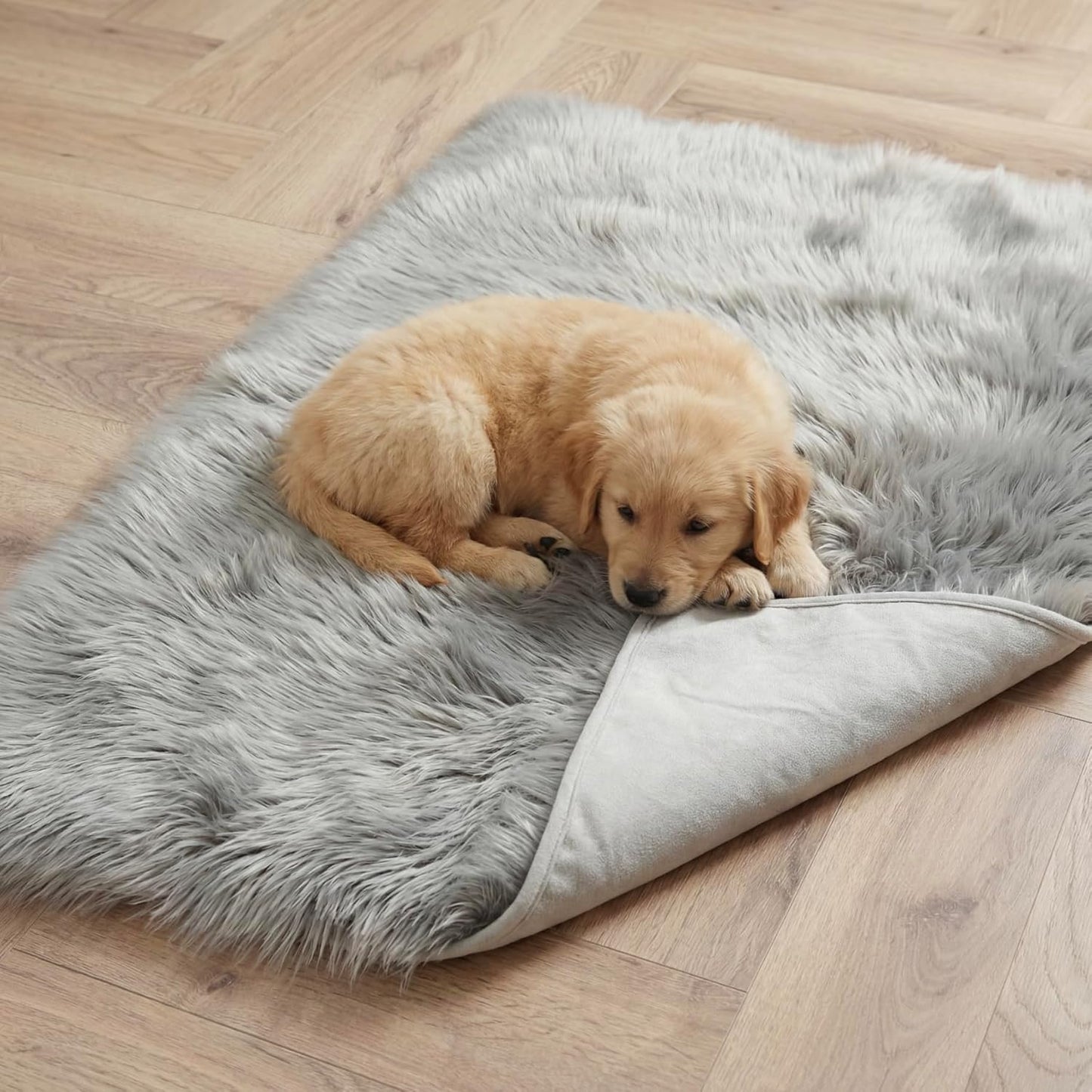 IHAPPYDOG Waterproof Faux Fur Dog Blanket – Pet Throw & Couch Protector for Sofa, Bed, Furniture – Plush Pup Cover for Small Medium Large Dogs – Machine Washable – Grey – 40" x 30"