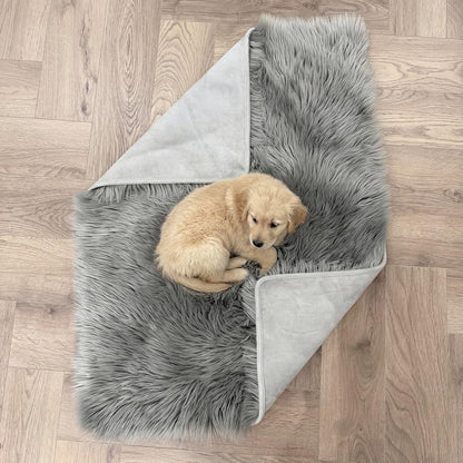IHAPPYDOG Waterproof Faux Fur Dog Blanket – Pet Throw & Couch Protector for Sofa, Bed, Furniture – Plush Pup Cover for Small Medium Large Dogs – Machine Washable – Grey – 40" x 30"