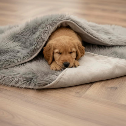 IHAPPYDOG Waterproof Faux Fur Dog Blanket – Pet Throw & Couch Protector for Sofa, Bed, Furniture – Plush Pup Cover for Small Medium Large Dogs – Machine Washable – Grey – 40" x 30"