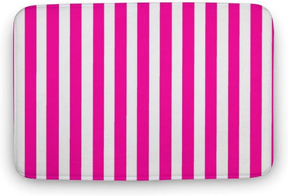 Pink Modern Stripe Bathroom Rugs, Non Slip & Absorbent Bath Mat Carpets for Bathroom, Entryway or Sink 16" x 24"