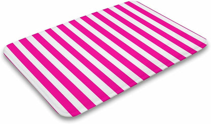 Pink Modern Stripe Bathroom Rugs, Non Slip & Absorbent Bath Mat Carpets for Bathroom, Entryway or Sink 16" x 24"