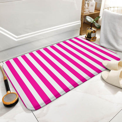 Pink Modern Stripe Bathroom Rugs, Non Slip & Absorbent Bath Mat Carpets for Bathroom, Entryway or Sink 16" x 24"
