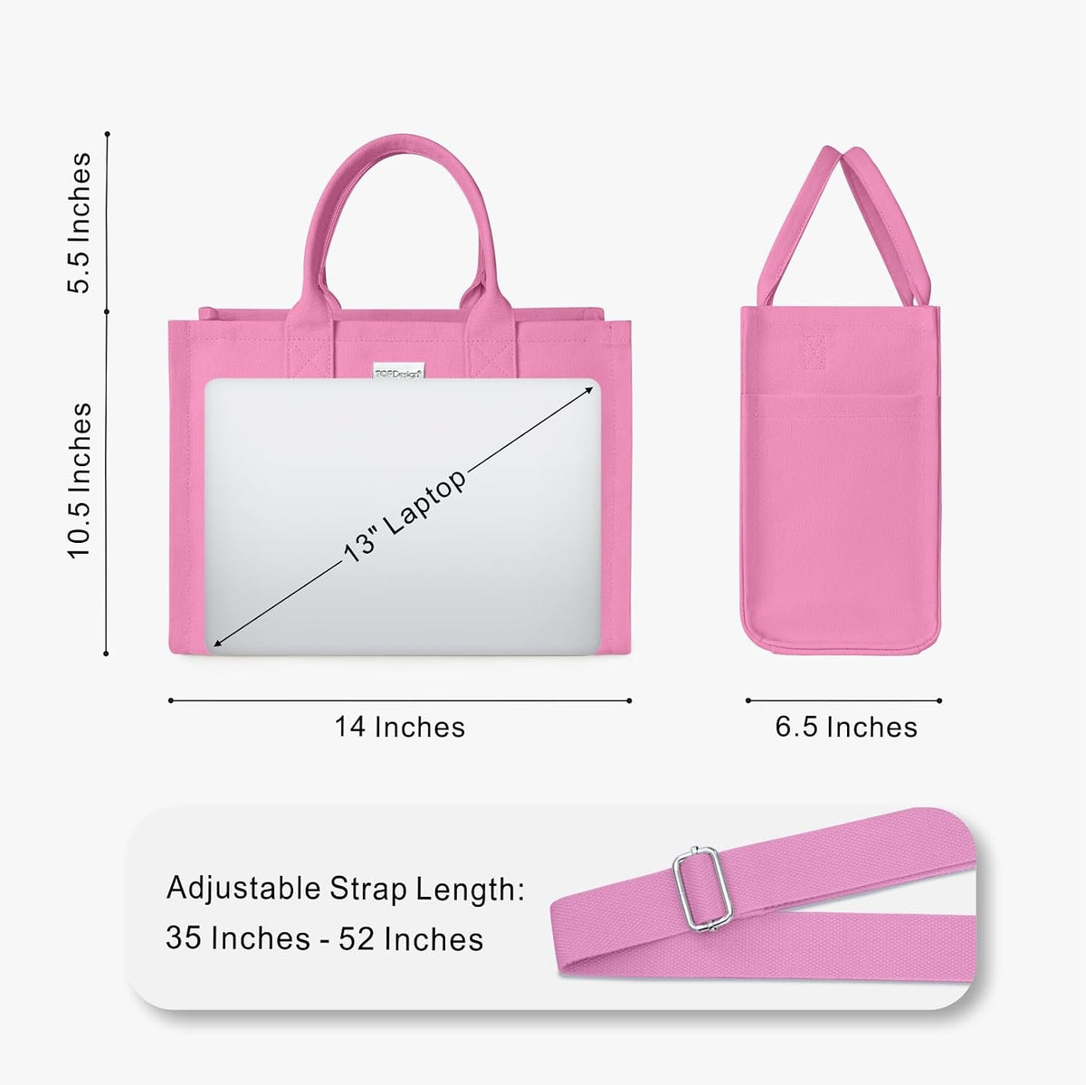 Heavy-Duty Canvas Tote Bag for Women, Adjustable Crossbody/Shoulder Handbag with 9 Pockets, Everything Tote