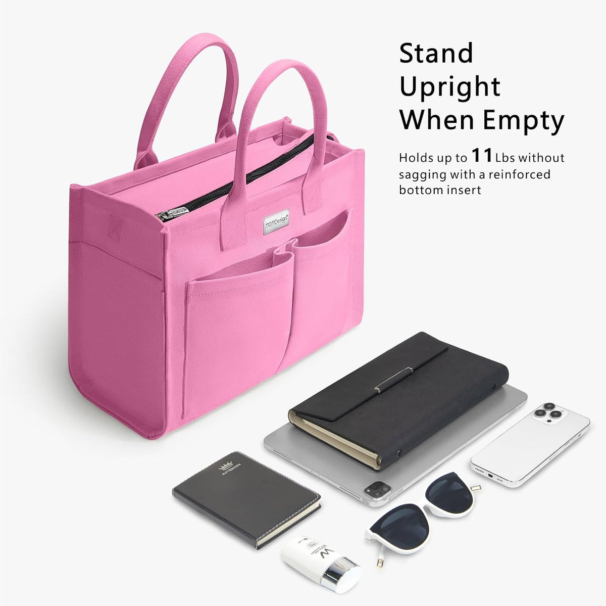 Heavy-Duty Canvas Tote Bag for Women, Adjustable Crossbody/Shoulder Handbag with 9 Pockets, Everything Tote