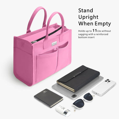 Heavy-Duty Canvas Tote Bag for Women, Adjustable Crossbody/Shoulder Handbag with 9 Pockets, Everything Tote