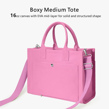 Heavy-Duty Canvas Tote Bag for Women, Adjustable Crossbody/Shoulder Handbag with 9 Pockets, Everything Tote