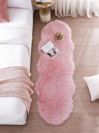 SERISSA 2x6 Fluffy Pink Faux Fur Area Rug for Living Room