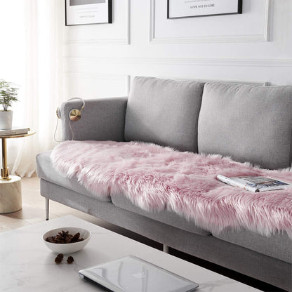 SERISSA 2x6 Fluffy Pink Faux Fur Area Rug for Living Room