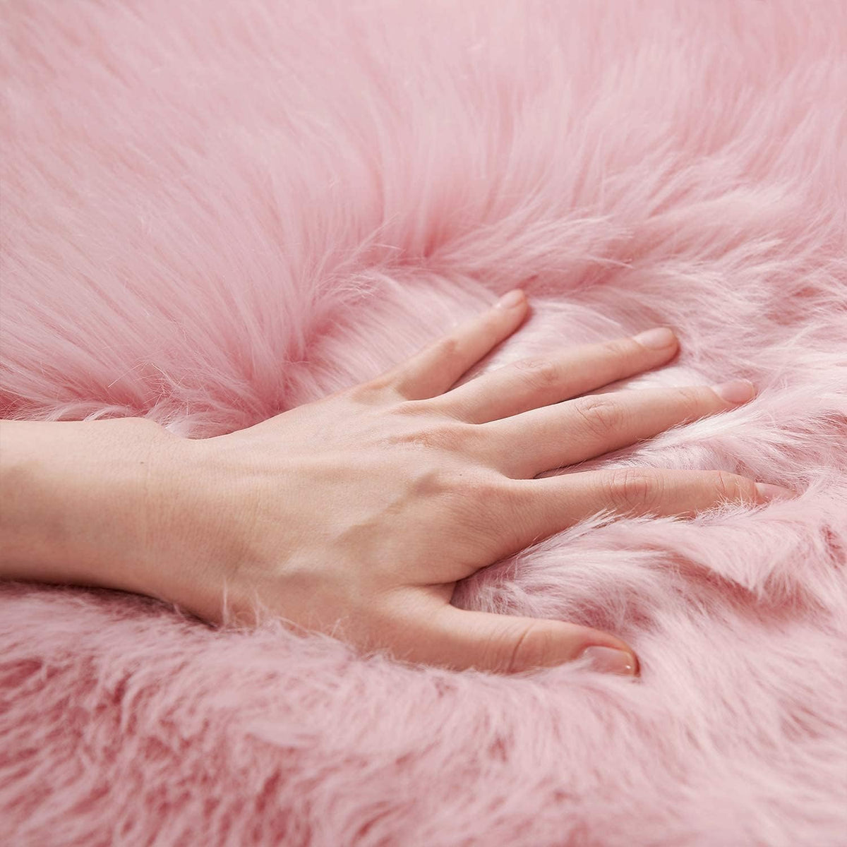 SERISSA 2x6 Fluffy Pink Faux Fur Area Rug for Living Room