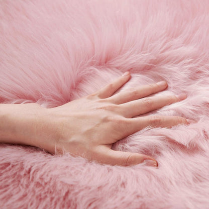 SERISSA 2x6 Fluffy Pink Faux Fur Area Rug for Living Room