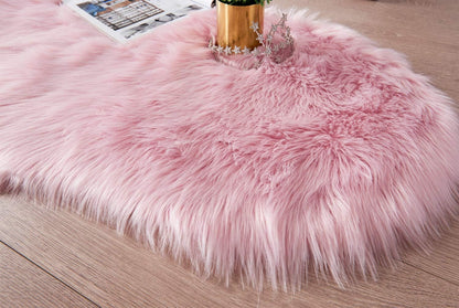 SERISSA 2x6 Fluffy Pink Faux Fur Area Rug for Living Room