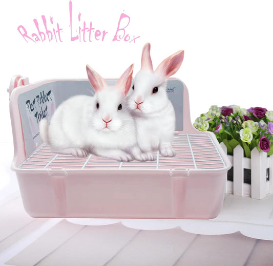 kathson Guinea Pig Litter Box,Bunny Potty Training,Plastic Square Small Animal Toilet,for Hamster Chinchilla Ferret Hedgehog Gerbil (Pink)