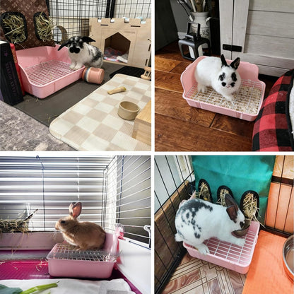 kathson Guinea Pig Litter Box,Bunny Potty Training,Plastic Square Small Animal Toilet,for Hamster Chinchilla Ferret Hedgehog Gerbil (Pink)