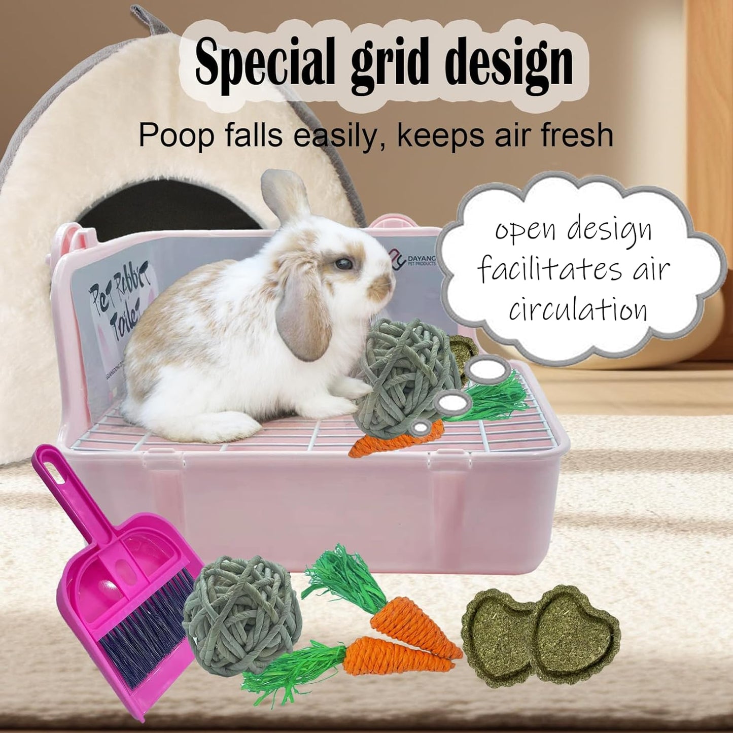 kathson Guinea Pig Litter Box,Bunny Potty Training,Plastic Square Small Animal Toilet,for Hamster Chinchilla Ferret Hedgehog Gerbil (Pink)