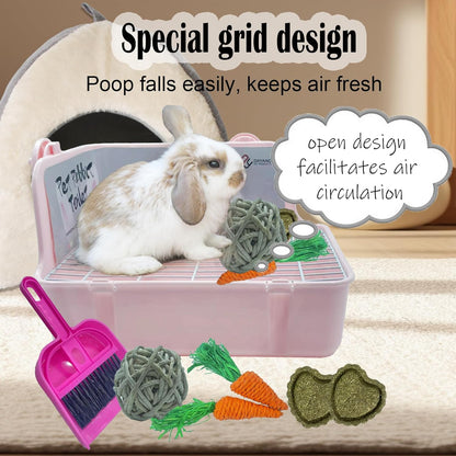 kathson Guinea Pig Litter Box,Bunny Potty Training,Plastic Square Small Animal Toilet,for Hamster Chinchilla Ferret Hedgehog Gerbil (Pink)