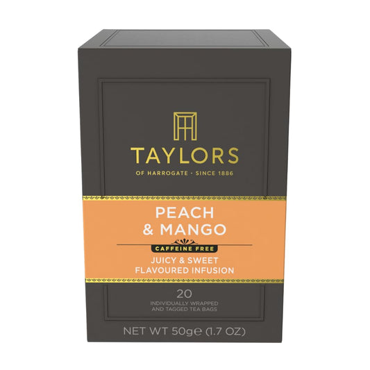 Peach & Mango, Herbal Tea, Individually Wrapped Teabags, 20 Count (Pack of 1), Juicy, Smooth, and Subtly Sweet, Caffeine-Free, Enjoy Hot or Iced, 20 Teabags