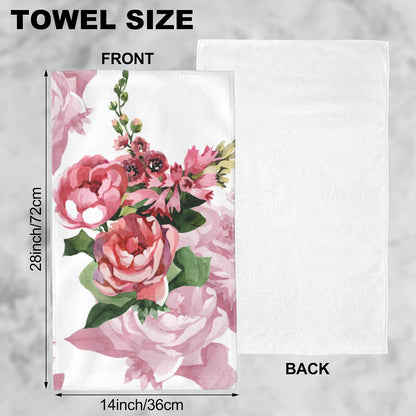 Pink Roses Hand Towel for Bathroom Set of 2 Hand Bath Towels Soft Absorbent Decorative Towels for Bathroom Kitchen Yoga Home Decor 14 x 28 in