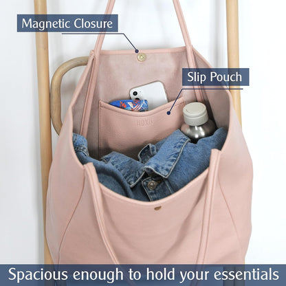 Oversize Pu Leather Tote Women Weekender Bag Shopper Handbag Travel Purse