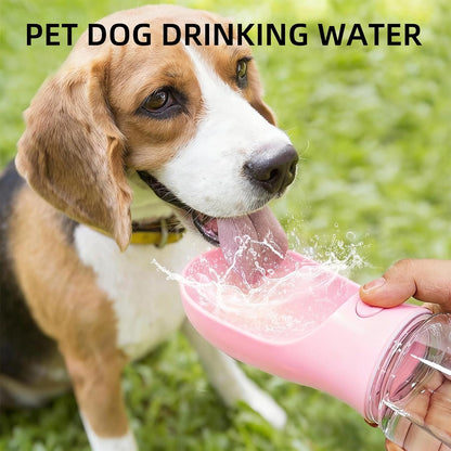 3-in-1 Portable Dog Water Bottle Leak Proof 14oz Pink