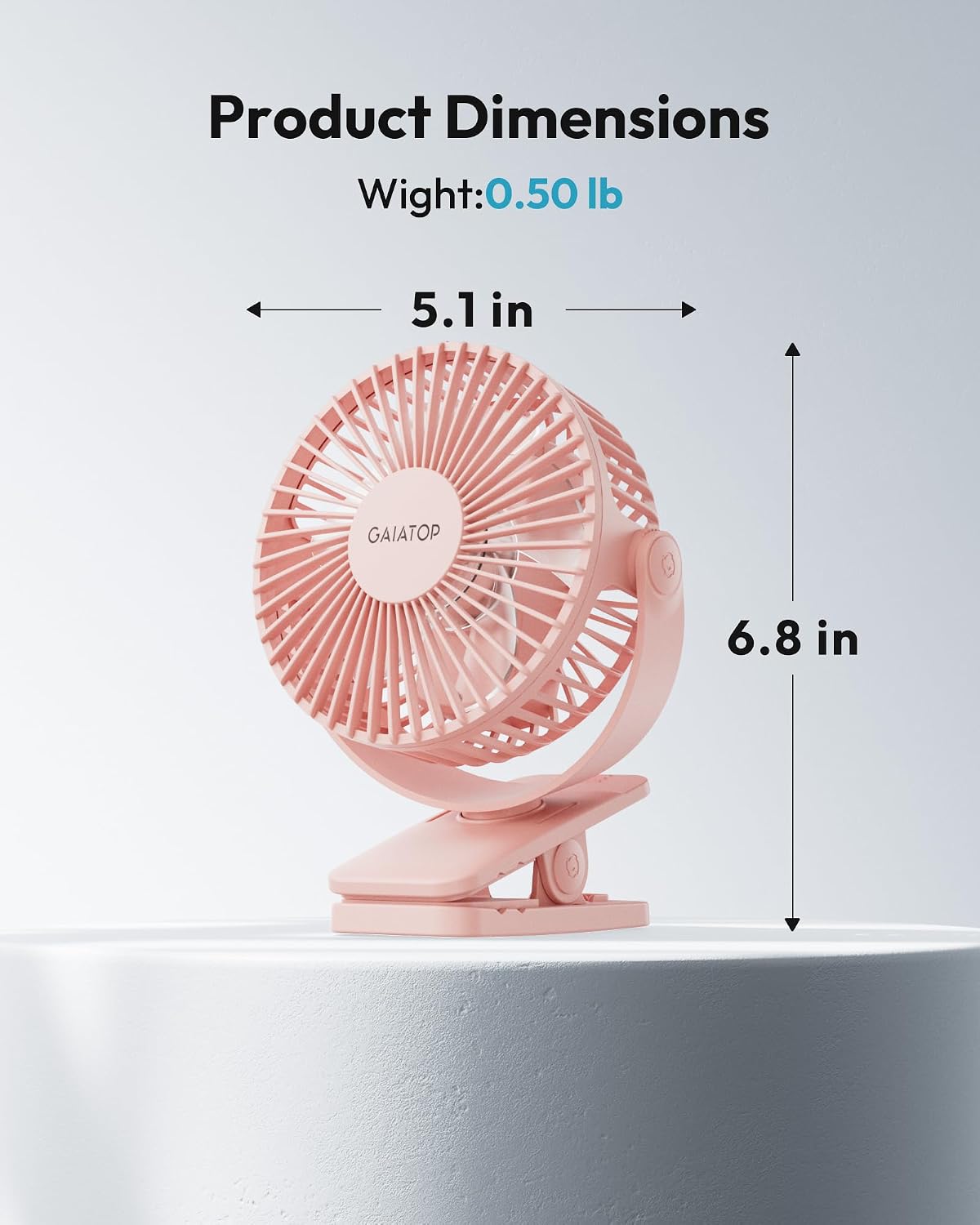 Portable Clip on Fan Battery Operated, Small Powerful 3 Speed Quiet 360° Rotate, USB Rechargeable Mini Personal Cooling Fan for Desk Table Home Office Stroller Camping Women Gifts Pink