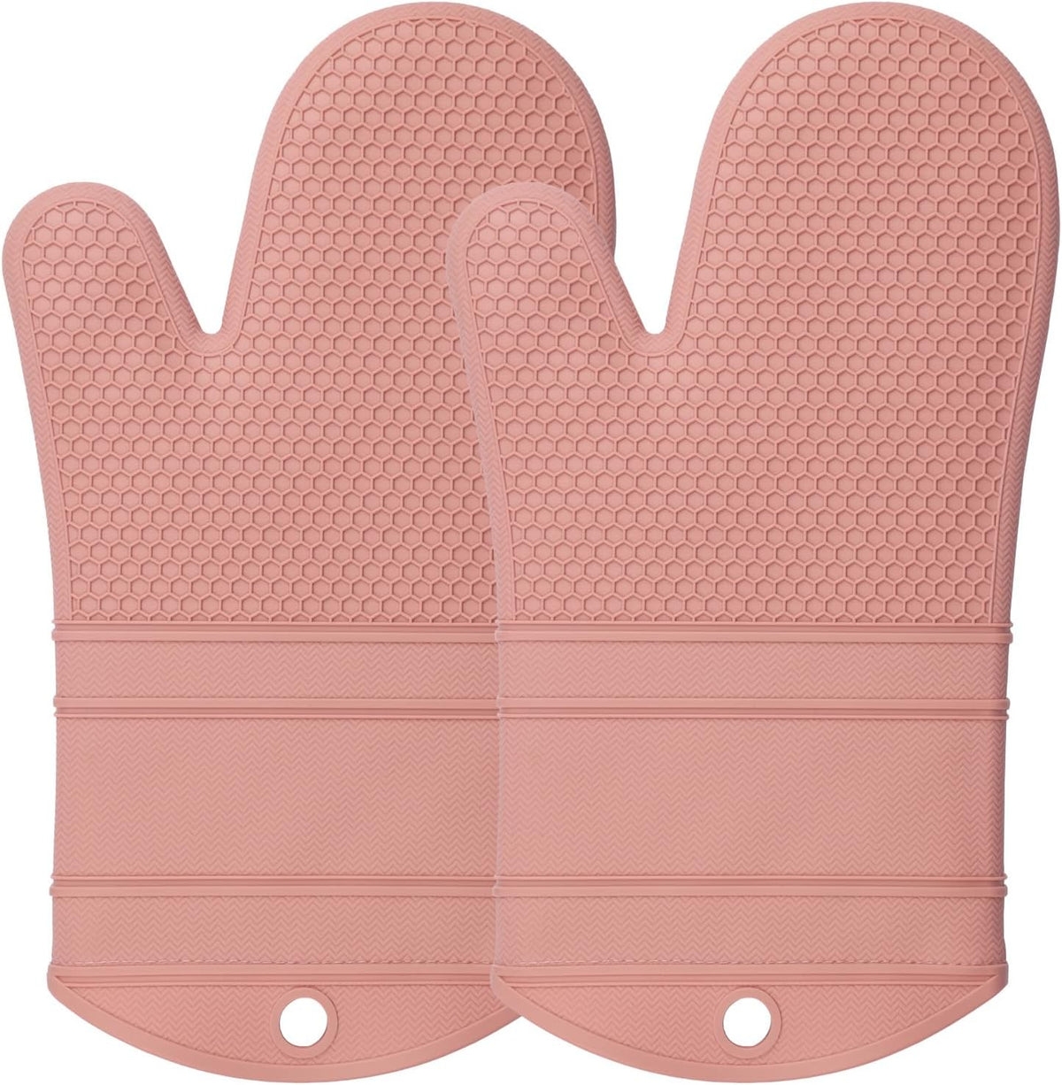 Silicone Oven Mitts Kitchen Potholder Set - Perfect for Baking and Cooking,Pink,2 Pcs Set
