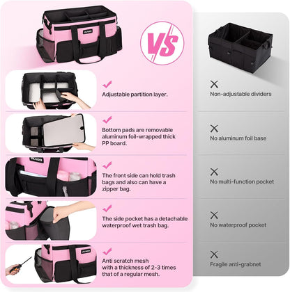 Large Wearable Cleaning Caddy Bag with Handles, Pink