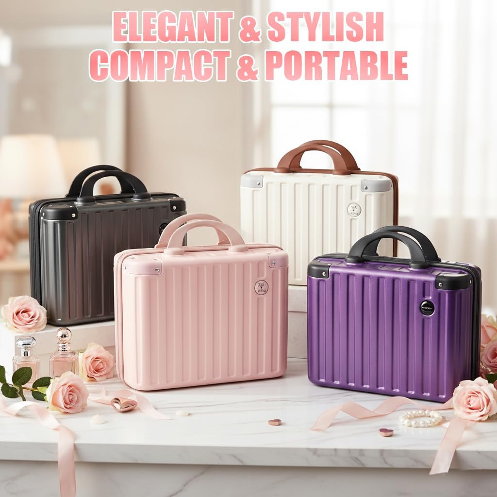 14 Inch Portable Waterproof Hard Shell Travel Makeup Case (Pink)