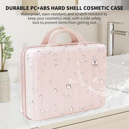 14 Inch Portable Waterproof Hard Shell Travel Makeup Case (Pink)