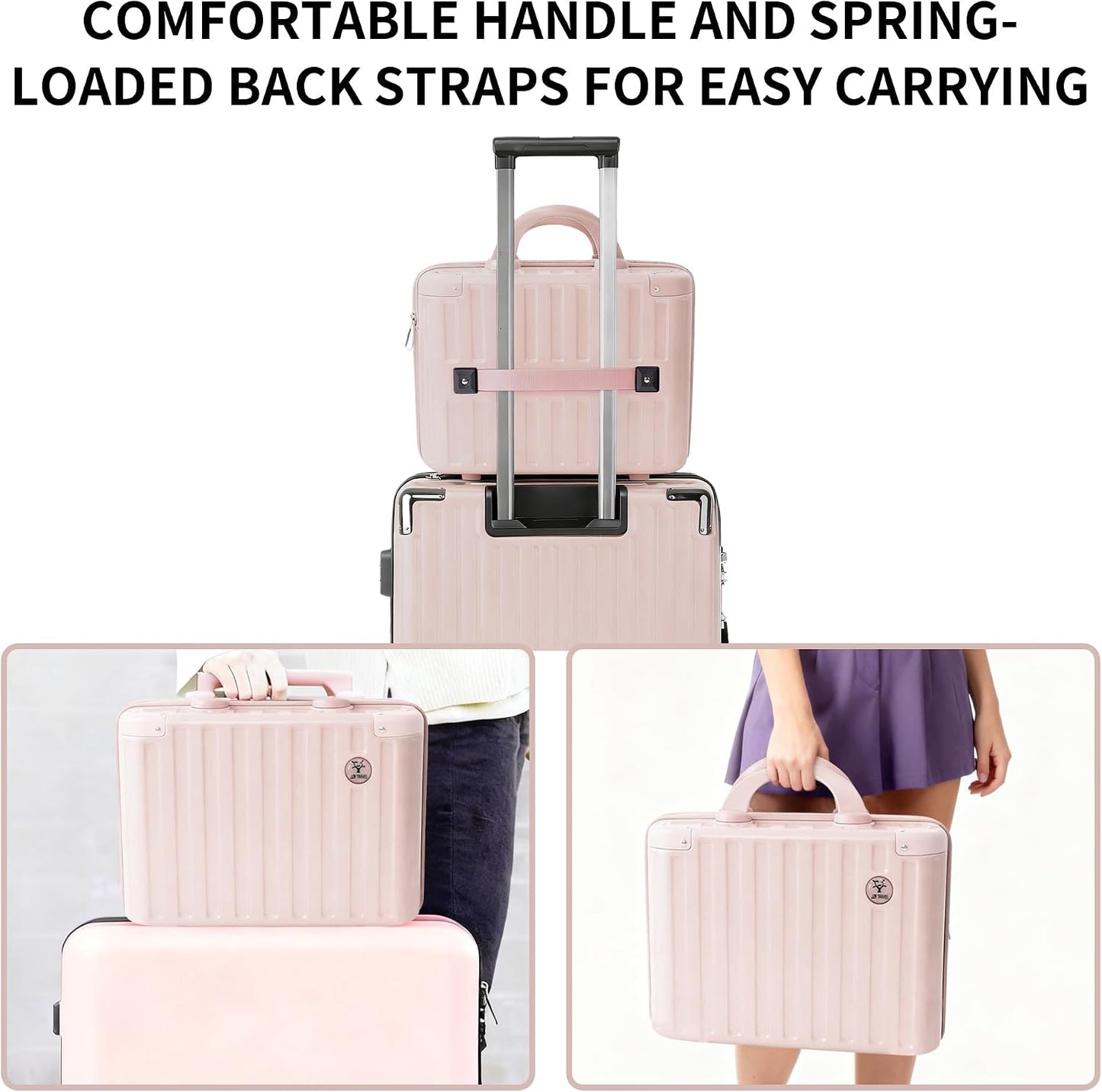 14 Inch Portable Waterproof Hard Shell Travel Makeup Case (Pink)