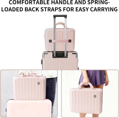 14 Inch Portable Waterproof Hard Shell Travel Makeup Case (Pink)