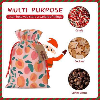 Peach Pattern Seamless 1pcs Christmas Drawstring Tote 4.7x 6.9in,Robust Bag For Gifts And Everyday Used Essentials