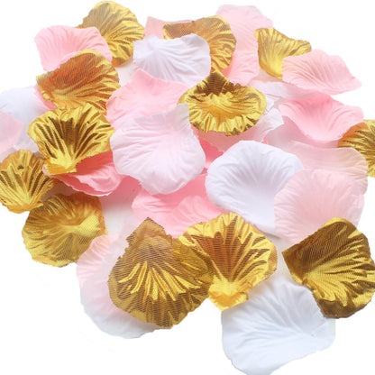 1200PCS Mixed Pink Gold White Artificial Rose Flower Petals