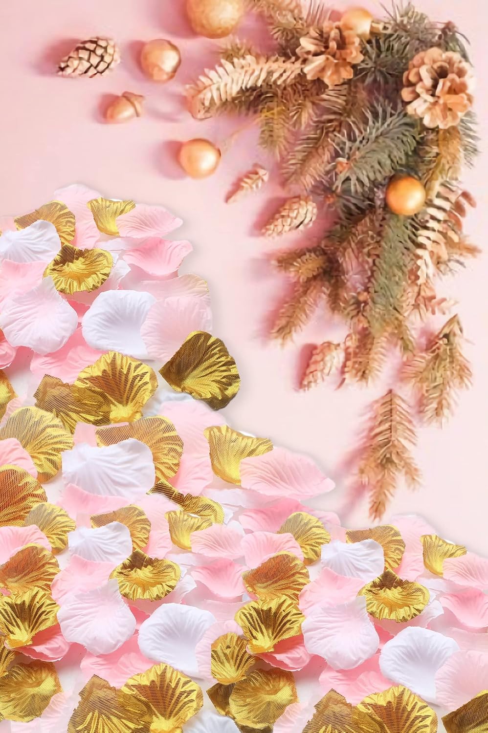 1200PCS Mixed Pink Gold White Artificial Rose Flower Petals