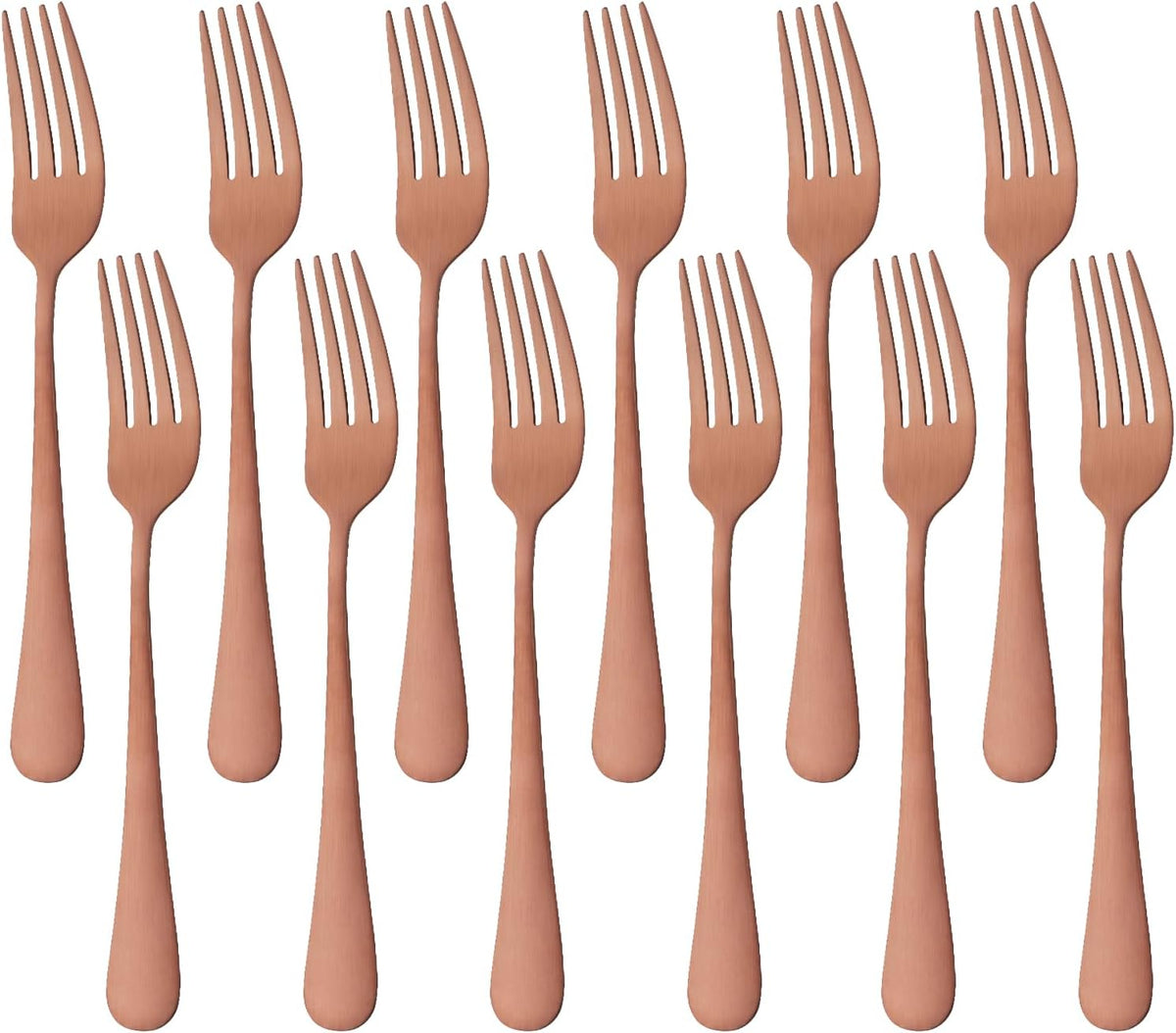 Dinner Forks Stainless Steel Set of 12 - Rose Gold 8 Inches Food Grade Titanium Fork Silverware Set Salad Forks Flatware Sets Dishwasher Safe for Home Kitchen Restaurant