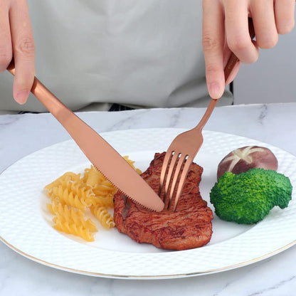 Dinner Forks Stainless Steel Set of 12 - Rose Gold 8 Inches Food Grade Titanium Fork Silverware Set Salad Forks Flatware Sets Dishwasher Safe for Home Kitchen Restaurant