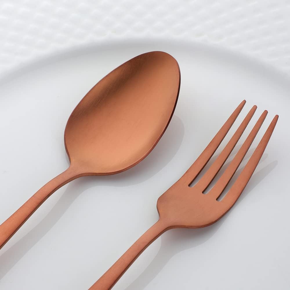 Dinner Forks Stainless Steel Set of 12 - Rose Gold 8 Inches Food Grade Titanium Fork Silverware Set Salad Forks Flatware Sets Dishwasher Safe for Home Kitchen Restaurant