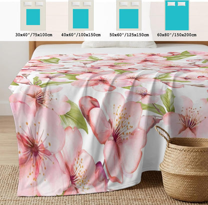 50"x60" Standard Throw Cooling Blanket Pink Peach Blossom Ice Silk Lightweight Breathable Soft Summer Blanket for Hot Sleepers Couch Bed Sofa Camping Spring Flowers