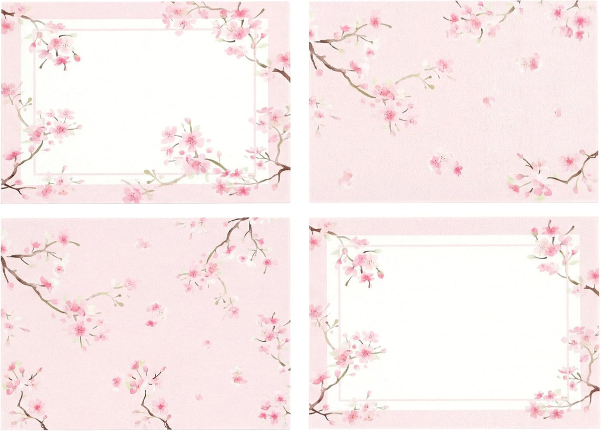 Woven Vinyl Placemats Set of 4, Cherry Blossom Floral Table Mats