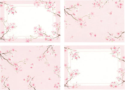Woven Vinyl Placemats Set of 4, Cherry Blossom Floral Table Mats