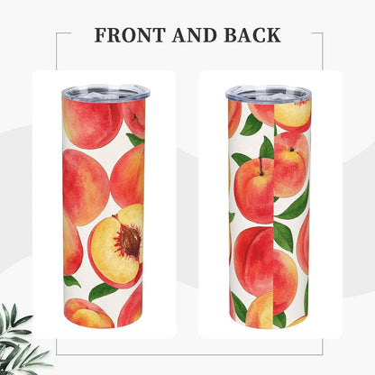 20oz Tumbler Stainless Steel Insulated Travel Tumblers Leakproof Travel Coffee Mug With Lid And Straw Watercolor Peach Drink Tumbler Cups Gifts For Women Men Lovers