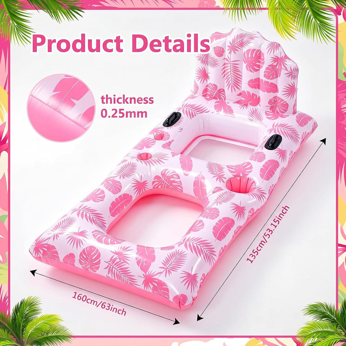Inflatable Pool Float Lounger for Adults Chair Floaties with Drink Holder Mount Backrest Foot Rest Cooler Lake Swim Water Floating for Beach Party