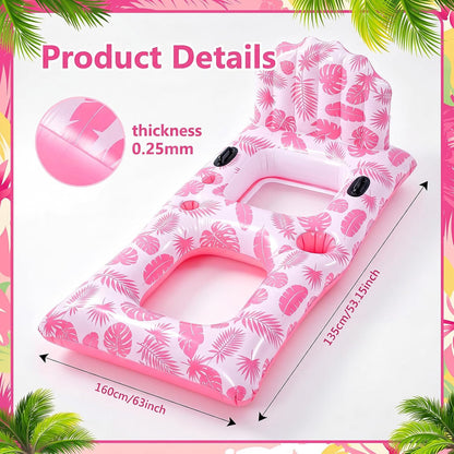 Inflatable Pool Float Lounger for Adults Chair Floaties with Drink Holder Mount Backrest Foot Rest Cooler Lake Swim Water Floating for Beach Party