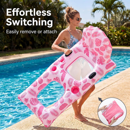 Inflatable Pool Float Lounger for Adults Chair Floaties with Drink Holder Mount Backrest Foot Rest Cooler Lake Swim Water Floating for Beach Party