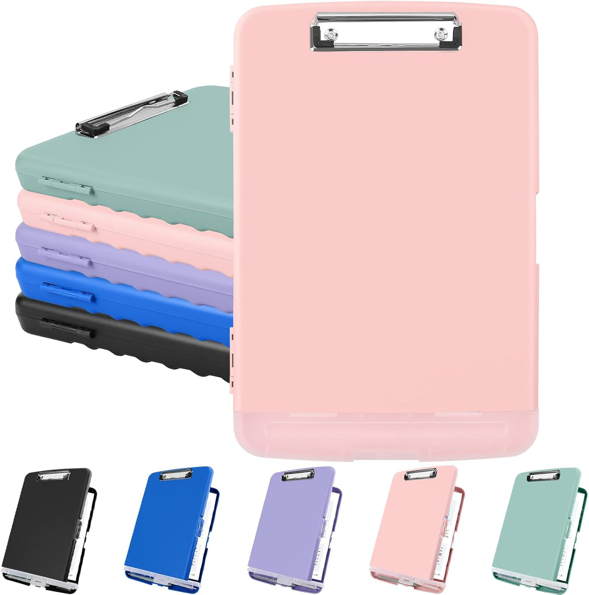 Clipboard with Storage, Plastic Clipboards 8.5x11 with Pen Holder, High Capacity Nursing Clipboard Folder, Side Opening Storage Clip Board for Office Work Nurses Teachers (Light Pink)