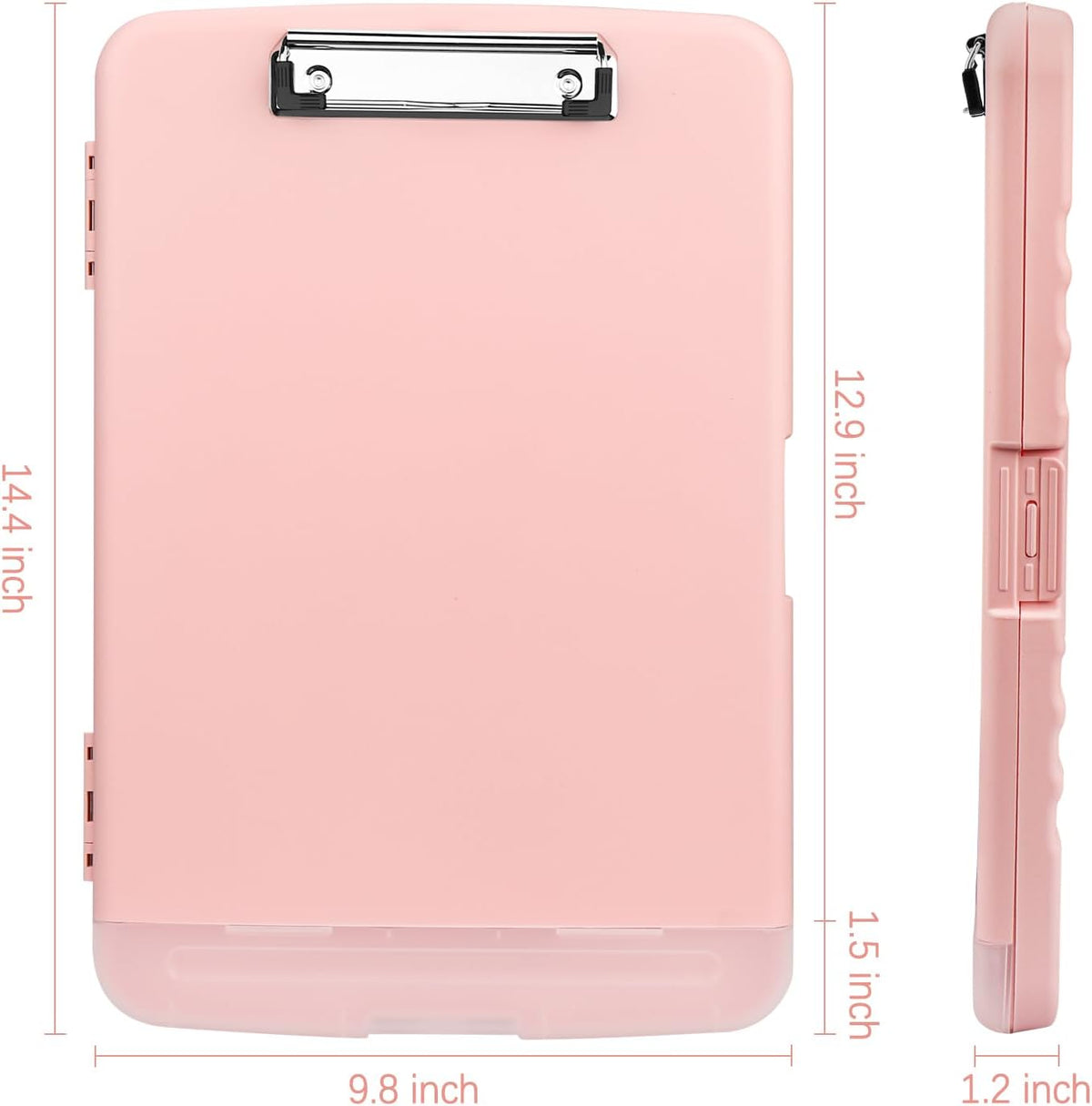 Clipboard with Storage, Plastic Clipboards 8.5x11 with Pen Holder, High Capacity Nursing Clipboard Folder, Side Opening Storage Clip Board for Office Work Nurses Teachers (Light Pink)