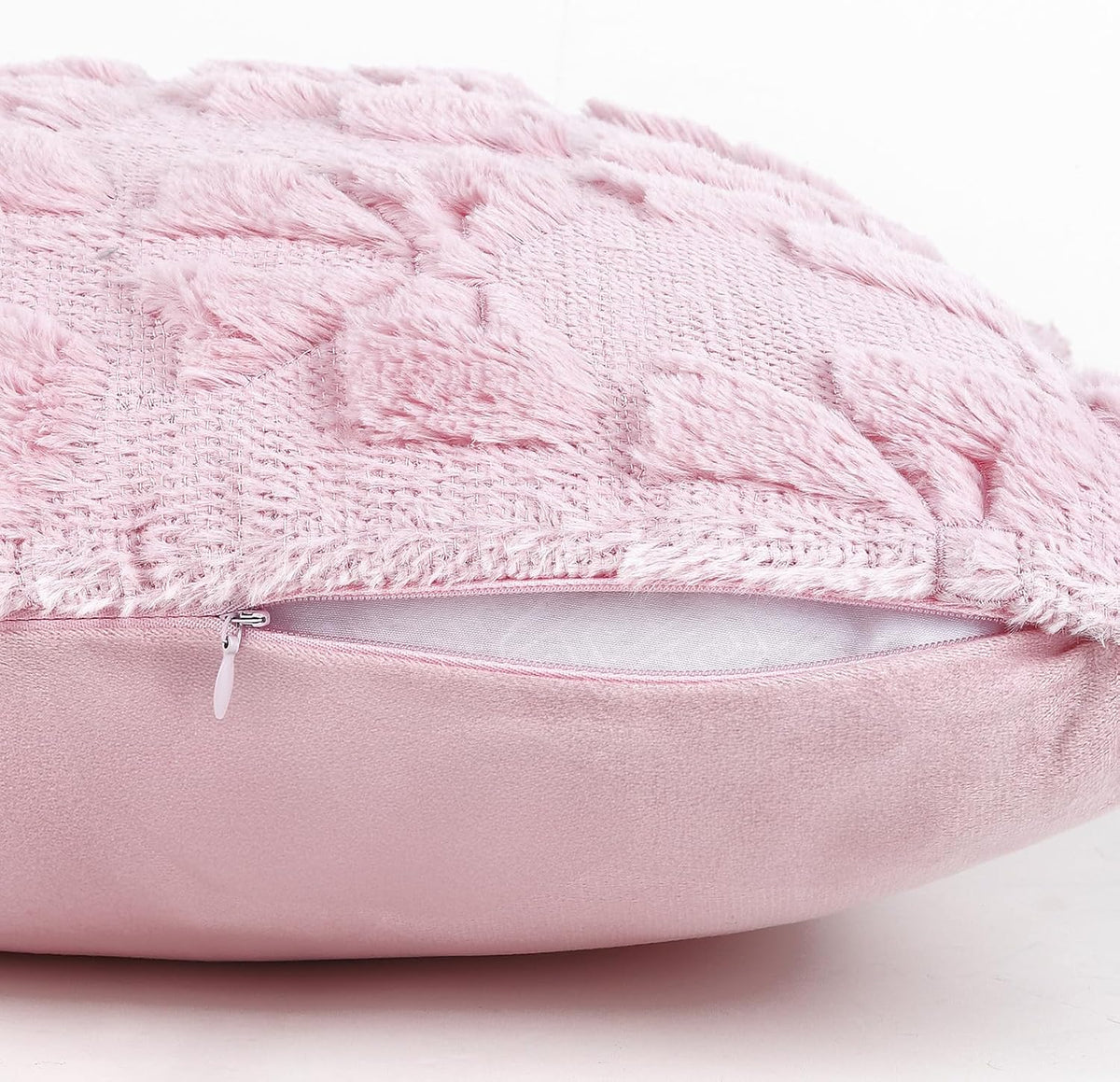 18x18 Set of 2 Pink Bow Plush Throw Pillow Cushion Covers
