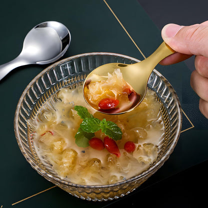 5PCS Short Handle Spoon, Stainless Steel Mini Spoons Thickened Small Round Spoon For Salt Condiments Dessert Tea Coffee (Rose Gold)